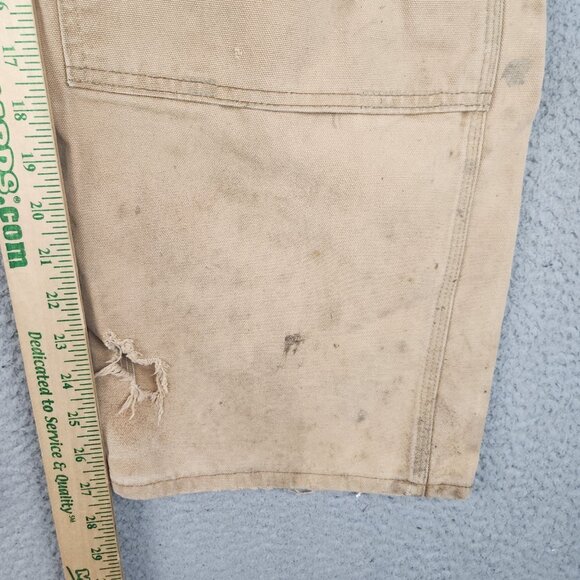 Vtg Carhartt Double Knee Bib Overalls Mens 40 Unlined Canvas 90's Work Distress - Picture 10 of 16